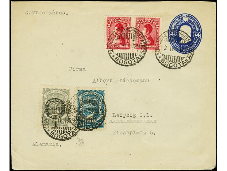 1928, Friendship Flight to New York 20-30c. tied by cds. "SERVICEO DE TRANSPORTES AEREOS BOGOTA -2.II.1929" to Colombia posta
