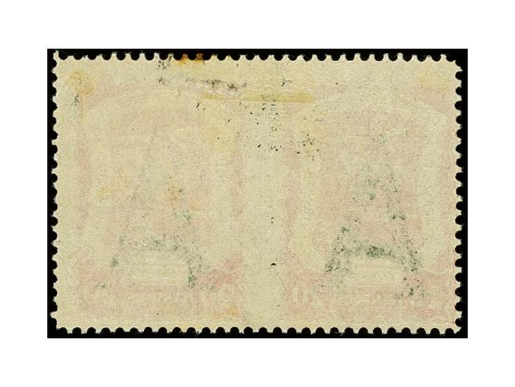 Handstamps on 1921 issue: Germany, 20 c. red-brown as horizontal pair, imperforated in between, unused with some adherence, t