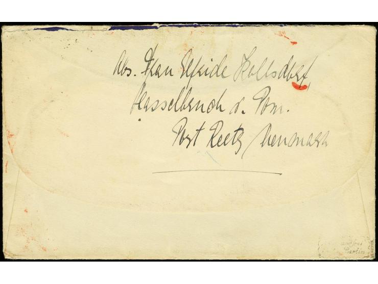Handstamps on 1921 issue: Germany, 30c. with blue-black handstamp with additional franking tied by cds. "REETZ 28.2.23" and r