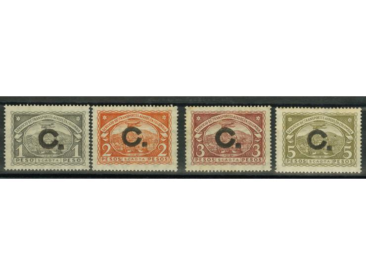 Handstamps on 1923 issue: Cuba, 1-5p., 5p., unused with full original gum, 2 and 3. with minor imperfections, scarce, certifi