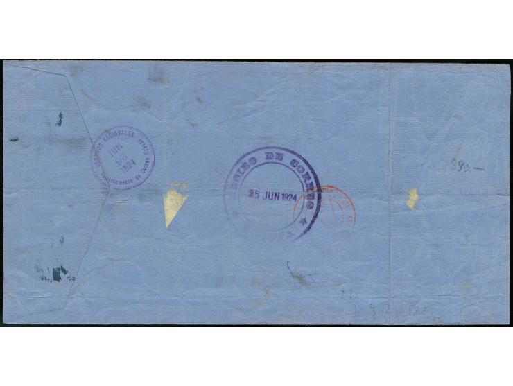 Handstamps on 1923 issue: Great Britain, 30c. blue overprinted in violett, three singles and machine overprinted 30c. bluea s