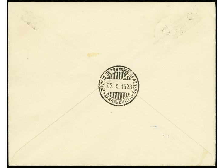 Handstamps on 1923 issue: Peru, 60c. with black handstamp tied by round "SERVICEO DE TRANSPORTES AEREOS - SCADTA PAITA" to co