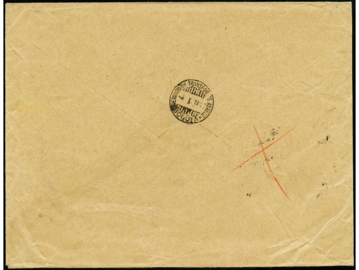 Black machine overprints on 1923 issue: Germany, 20c. grey and 50c. bluish-green and 2p. orange in combination with German Em