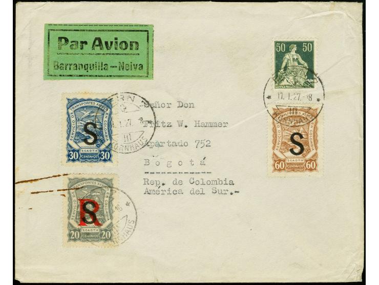 Black machine overprints on 1923 issue: Switzerland, 20c. with overprinted "R" and 30 and 60c. in combination with Switzerlan