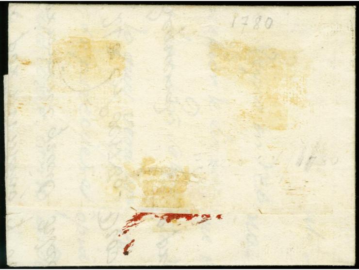 "FRANCA GVAYAQA" (Harris 2) beautiful and clear red cancel on undated folded lettersheet to Quito, reused by J. Riquena, Comi