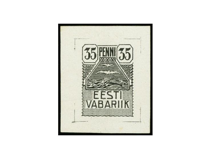 1919, Seagull 35k. black as single die sheetlet on white slightly glazed paper, 4 edge lines of the stone around the proof, v