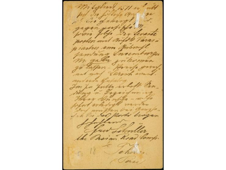 1889, 1 ch. rose tied by Teheran cds. to postcard 2½ ch. with long text to Luxemburg with arrival mark on front