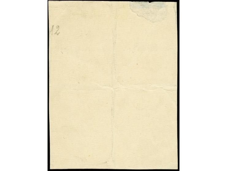 70 p., enlarged black copy of mother die, 41x52mm, block of four, largest known unit, truncated pencil marking "12" at back, 