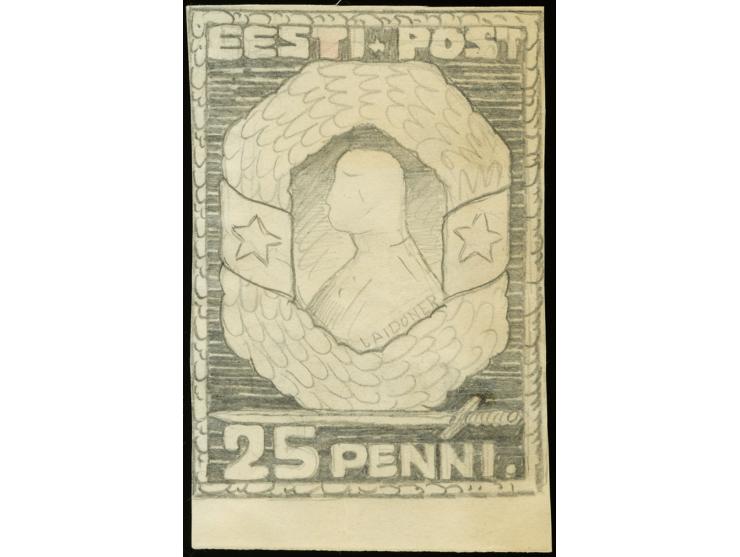 1919 ca., 25 p. pencil design by an unknown artist, picturing General Laidoner