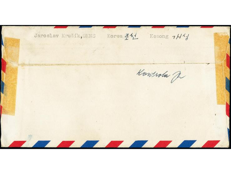 1953, 8th Anniversary of liberation from japanese rule 10w. red-orange with additional franking tied by cds. to airmail cover