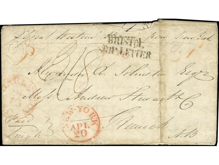 1839, folded letter from "CHARLESTON 15.APL." via New York with handwritten endorsement "p. Great Western Steamer par New Yor