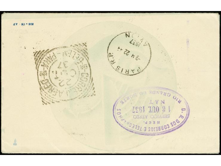FRANCE: 1932, world round trip cover France-Brasil-USA-Hongkong-France