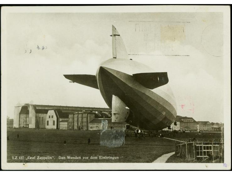 1929, Weltrundfahrt, Karte mit Bordpoststempel, Etappe Friedrichshafen-Friedrichshafen