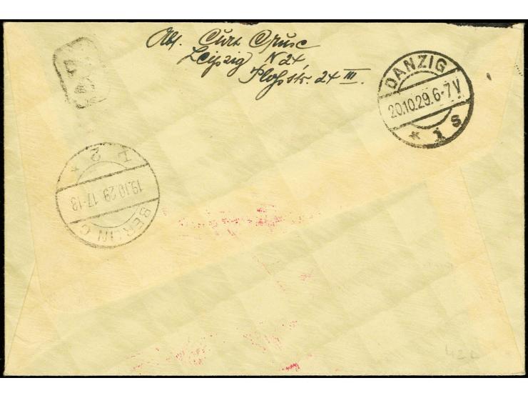1930, Balkanfahrt mit Bordpost-Stempel vom 16.10, Eilboten-Brief mit Sondermarke 4 M. und vorderseitig mit rotem Ankunftstemp