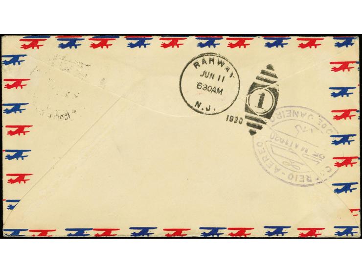 1930, Südamerikafahrt, Auflieferung Friedrichshafen bis Rio de Janeiro, Brief mit Sondermarke 4 M. und e.U. von H.E. Shomaker