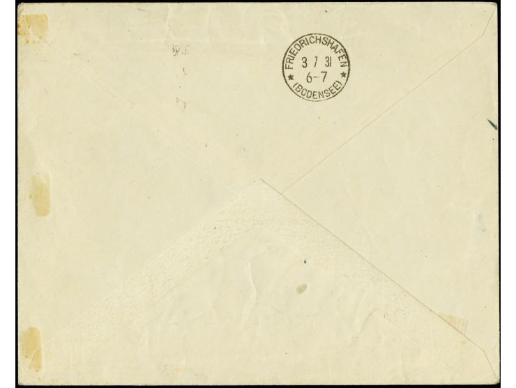 1931, Islandfahrt, isländische Post, R-Brief mit kpl. Sondermarkensatz 30 A.-3 Kr. von "REYKJAVIK 30.VI." nach Brüssel, rücks