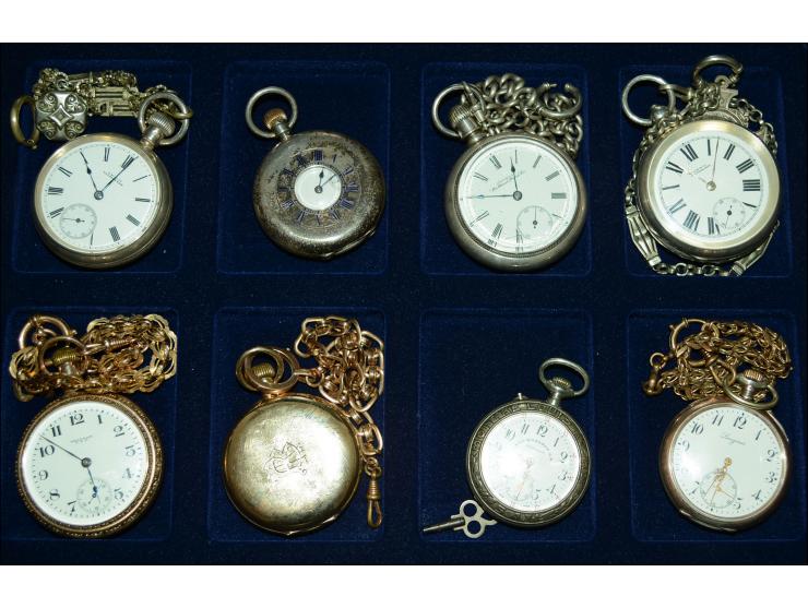 Kleiner Posten Taschenuhren verschiedener Hersteller, dabei sechs Taschenuhren des Herstellers American Waltham Watch Co, ein