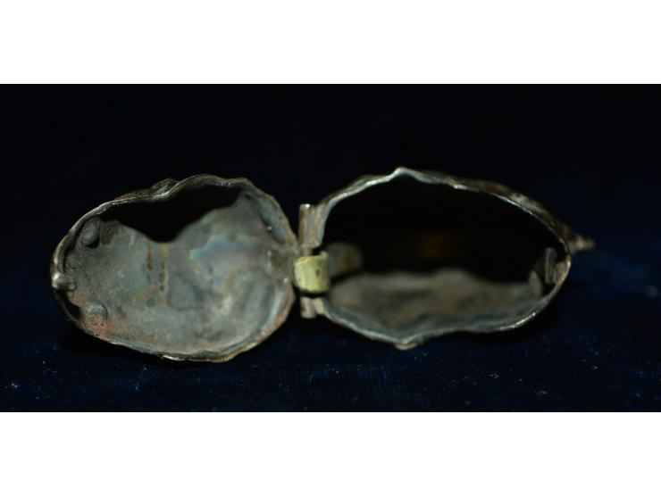 Sterling Silber, ungewöhnliche Briefmarken/Streichholzdose in Form eines Teufelskopfes mit roten Glasaugen, Sterling Punzmark