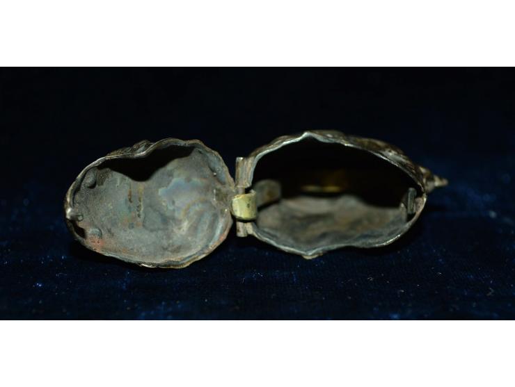 Sterling Silber, ungewöhnliche Briefmarken/Streichholzdose in Form eines Teufelskopfes mit roten Glasaugen, Sterling Punzmark