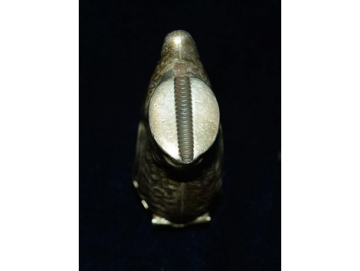 Sterling Silber, ungewöhnliche Briefmarken/Streichholzdose in Form eines Teufelskopfes mit roten Glasaugen, Sterling Punzmark