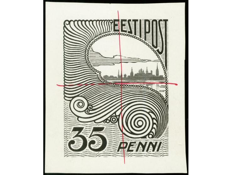 1920, Tallinn Skyline 35 p. as black enlarged copy on baryte paper,  very large, twice the size of G2, pencil marking at back