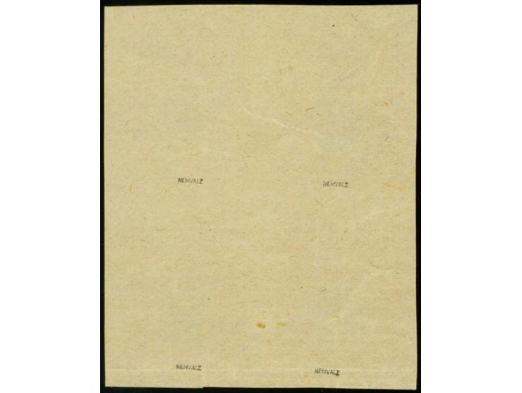 Invalids 35p. as block of four on brownish paper, canceled with wavy black lines, crease in bottom two proofs, without gum, s