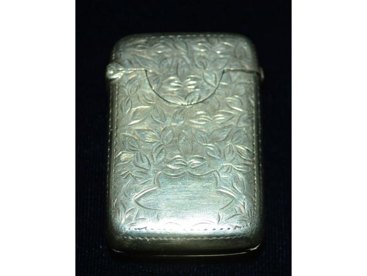 Englisches Silber, kleine Briefmarken/Streichholzdose, englische Punzmarken, wohl Ende des 19. Jhd.. Sehr reichhaltige floral