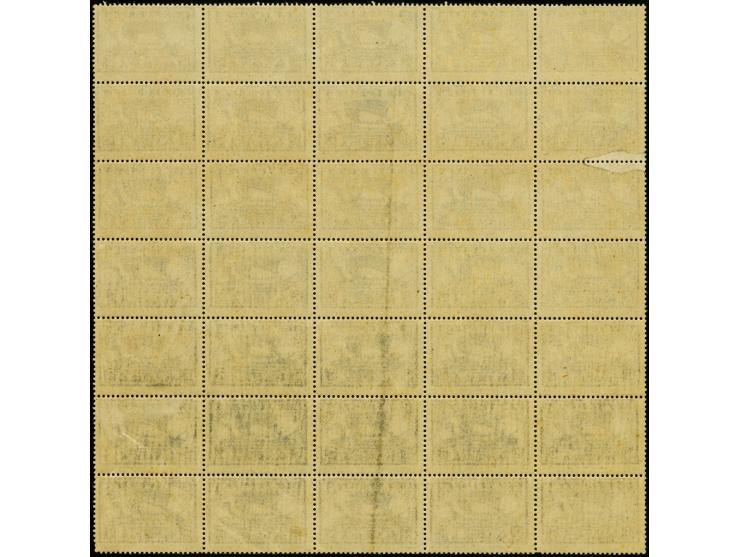 1920, Viking ship 25m. perforated as block of 35, mint never hinged, two stamps with gum disturbance, one with wrinkle. other