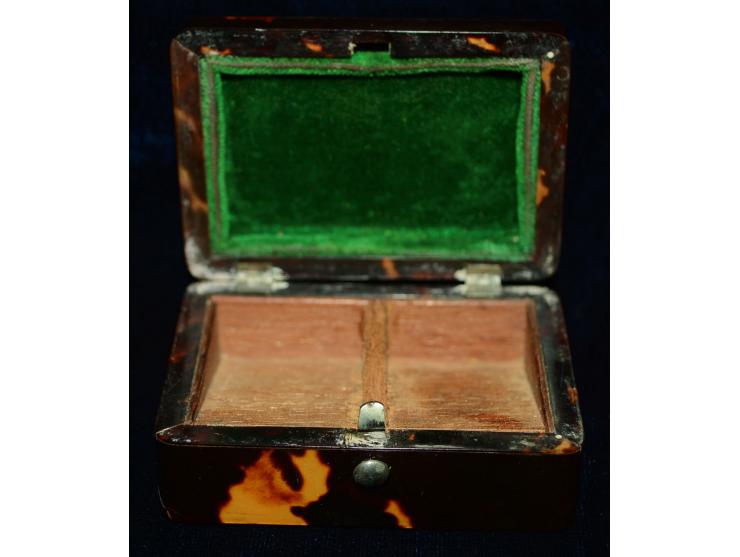 1894, Chester Schildblatt Briefmarkendose mit Sterling Silber "Stamps" Label, Hersteller Saunders & Shepherd, Grossbritannien