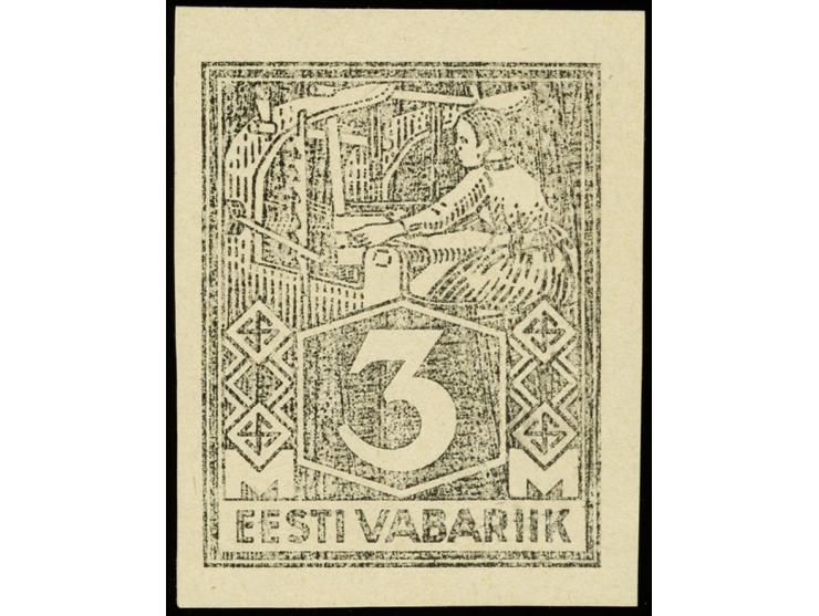 1922, Weaver 3m., large essay on grey paper, exactly three times the size of the postage stamp, not yet catalogued, signed Ne