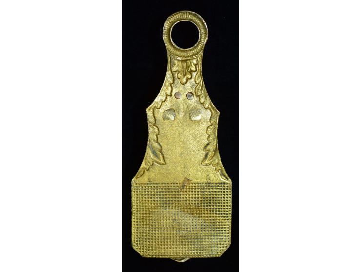 Briefhalter in Bronzeausführung, 19. Jhd, Hersteller Phipson Parker, oxidiert, deutliche Gebrauchsspuren.