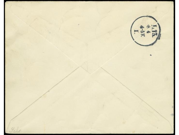 1901, 3 Pfg. (4), 5 Pfg. (2) und 10 Pfg. mit Stpl. "DSP YANGTSEE-LINIE 1.3.05" (ohne Kennbuchstaben, Dampfer Sui-Tai), auf üb