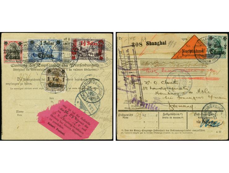 1½ Dollar auf 3 M., 26:17 Zähnungslöcher, zusammen mit Ausgabe mit Wz. 1 Dollar auf 2 M., 1 C., 2 C. und 20 C. rück- bzw. vor