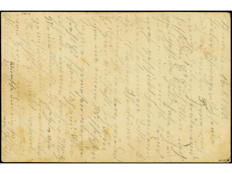"KAISERLICH DEUTSCHE FELDPOST CHINA 1900", sog. "Wagenrad"-Stempel in Type II, klar auf bedarfsgebrauchter Ganzsachenkarte 10