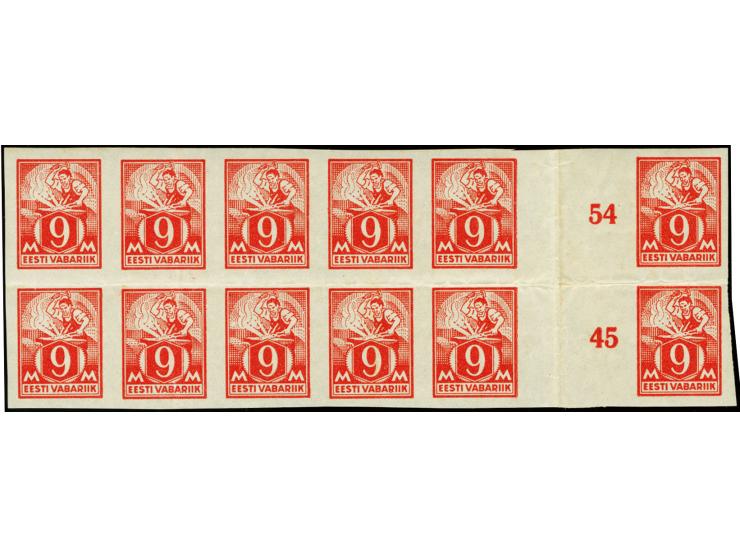 1922, Craftsmen 9m. as block of twelve with two gutter pairs, mint never hinged, folded between the stamps, very fine and sca
