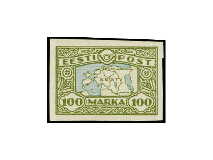 1923, Map of Estonia 100 m., proof on wove paper, mint never hinged, fine (Hurt/Ojaste G2)