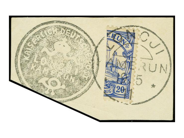 20 Pfg. senkrecht halbiert (rechte Hälfte) mit Stempel "LONGJI 19.5.11" auf Briefstück mit nebengesetztem Dienstsiegel, einwa