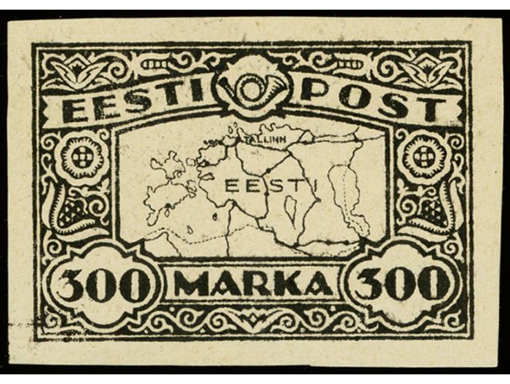 1923, Map of Estonia 300m. black on grey paper, large essay sized 60x40mm, fine (Hurt/Ojaste G5)