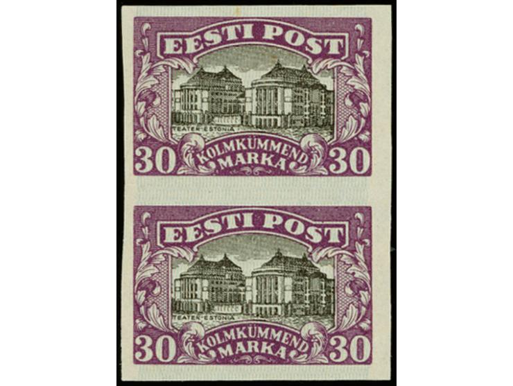 1924, National theater 30 m. proof in lilac with blue network, vertical pair, fine  (Hurt/Ojaste G1)
 