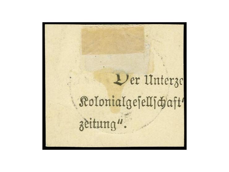 Steiler Aufdruck: 25 Pfg. dunkelorange mit klarem Stempel "KAUMI 21.2.02" auf Briefstück, Kabinett, auf dieser Marke ist der 