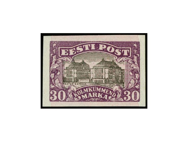 1924, National theater 30 m. proof in lilac with rose lilac network, fine, signed Nemvalz (Hurt/Ojaste G4)
 