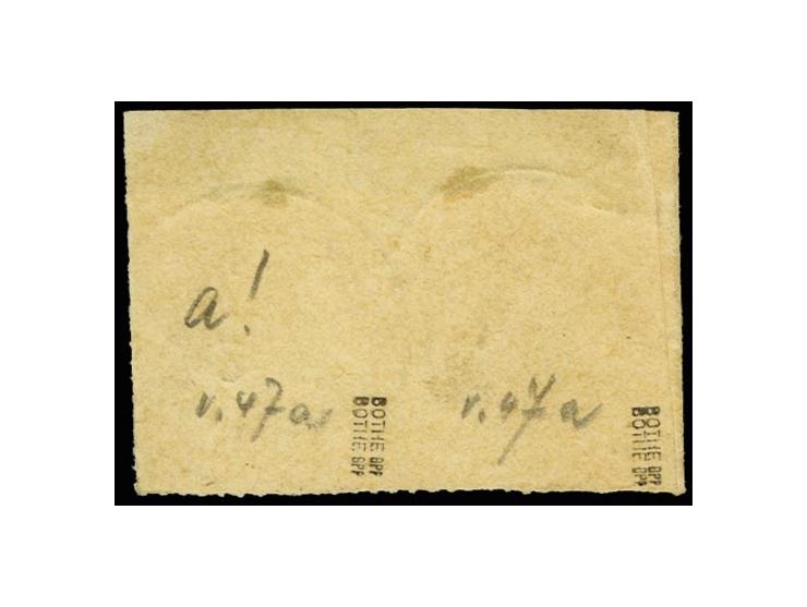 10 Pfg. rosarot im waagerechten Paar mit klarem Stempel "KLEIN-POPO 12.8.90" auf Briefstück, leichte Randklebung, Marken einw