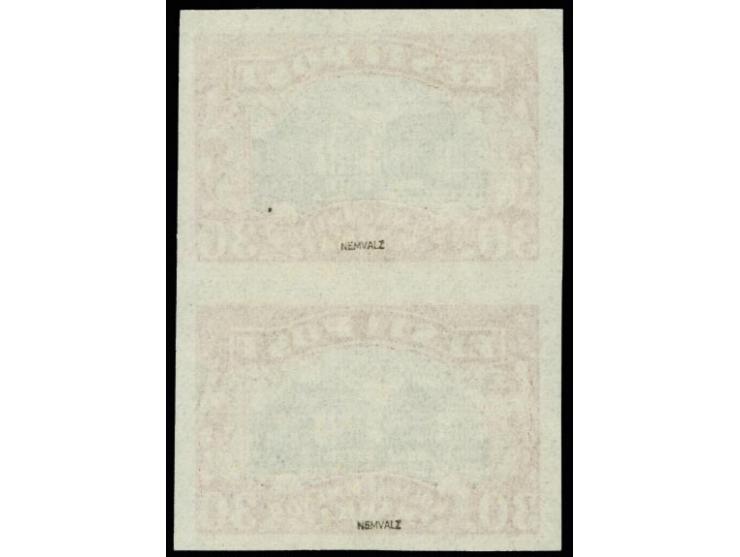 1924, National theater 30 m. proof in red with yellow network, vertical pair, fine, signed Nemvalz (Hurt/Ojaste G7)
 