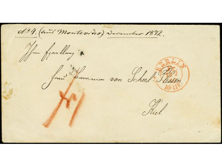 1872, Hof-Postamts-Brief mit rückseitigem Absendervemerk eines Kadetten der SMS Vineta mit vorderseitigem Vermerk "No.4...Mon