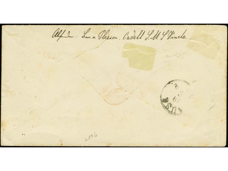 1872, Hof-Postamts-Brief mit rückseitigem Absendervemerk eines Kadetten der SMS Vineta mit vorderseitigem Vermerk "No.4...Mon