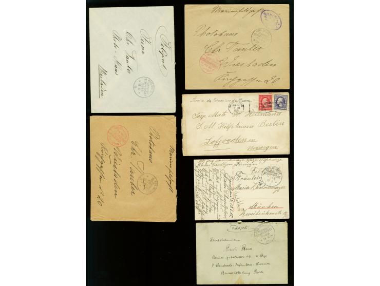 1915/18, Hilfskreuzer Berlin, 5 Briefe aus der Internierungszeit je mit Stempel "MSP No.88", dabei 3 Briefe mit Bordpost-Zens