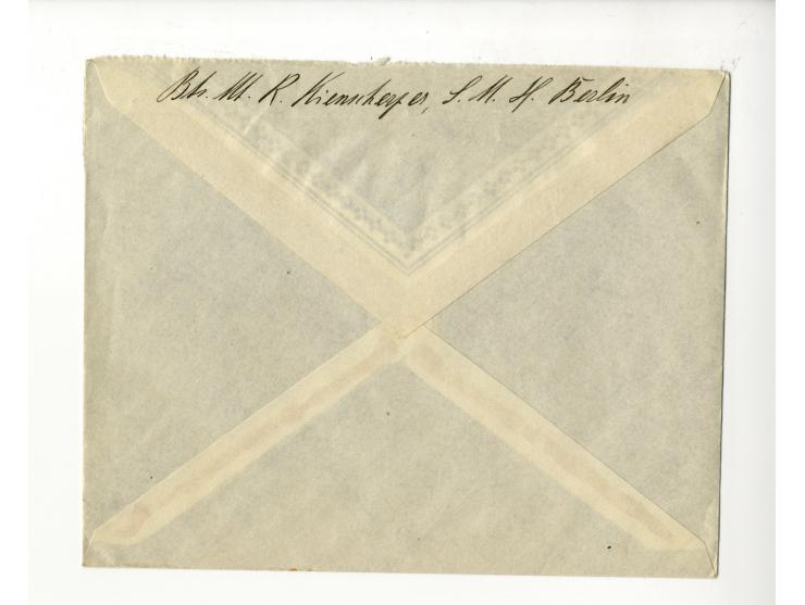 1915/18, Hilfskreuzer Berlin, 5 Briefe aus der Internierungszeit je mit Stempel "MSP No.88", dabei 3 Briefe mit Bordpost-Zens