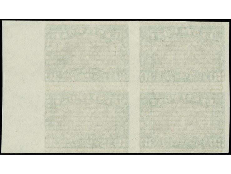 1924, National theater 30 m. proof in dark green with light brown network, block of four with right sheet margin, fine (Hurt/