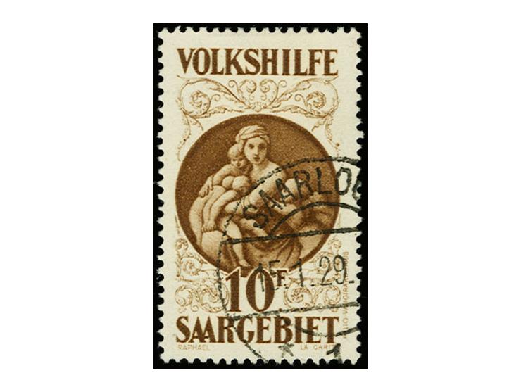 Volkshilfe 10 Fr., gestempelt "SAARLOUIS 15.1.29", tadellos, sign. Dr. Wittmann, Fotoattest Geigle BPP (Mi. 5.000,-)