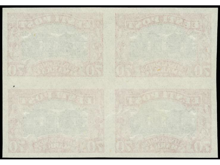 1924, National theater 70 m. pink/black as block of four, very scarce in multiples, fine (Hurt/Ojaste G1)

 
